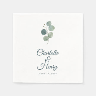 Serviette En Papier Serviettes de cocktail de mariage au eucalyptus sa