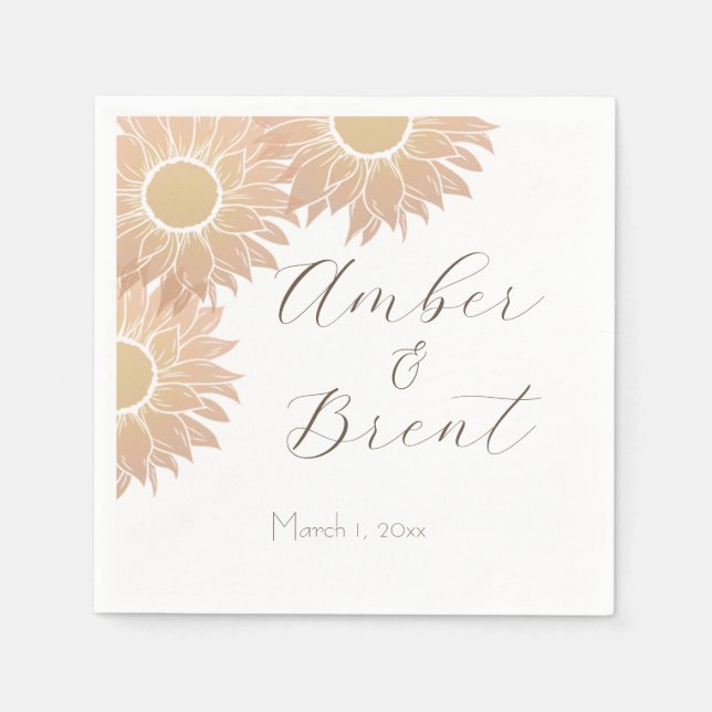 Serviette En Papier Serviettes de cocktail de mariage au tournesol mod (Devant)