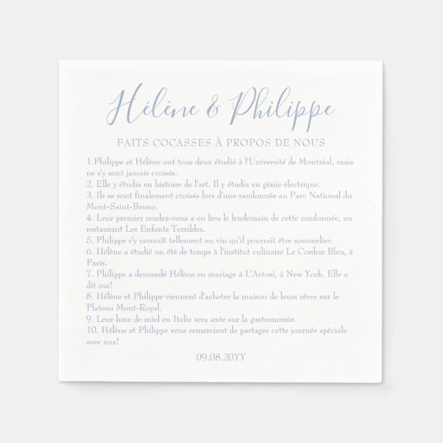 Serviette En Papier Serviettes De Cocktail De Mariage Bleu Poussiéreux (Devant)