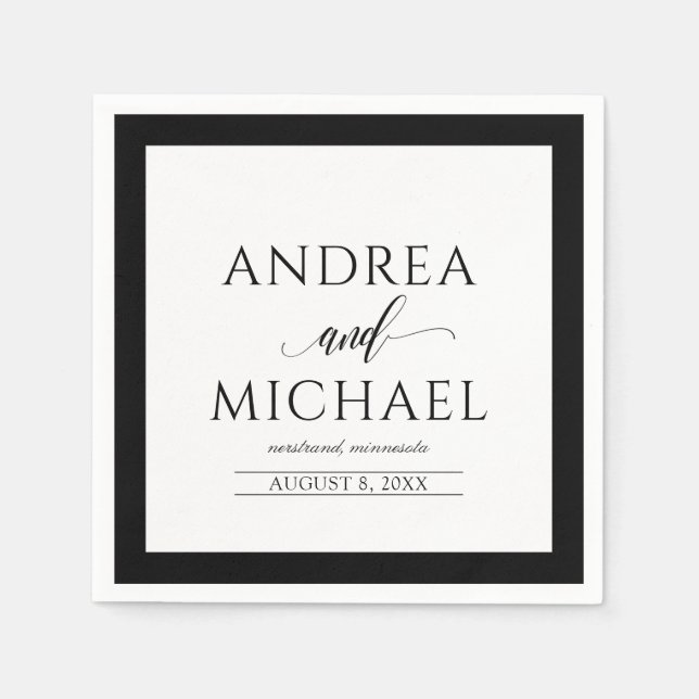 Serviette En Papier Serviettes de cocktail de mariage | Calligraphie L (Devant)