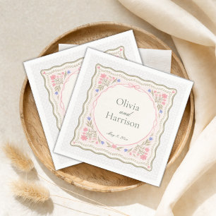 Serviette En Papier Serviettes de cocktail de mariage florales vert sa