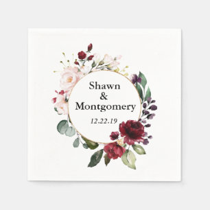 Serviette En Papier Serviettes de cocktail de mariage rose Bourgogne e