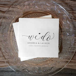 Serviette En Papier Serviettes de cocktail de mariage simple élégant s
