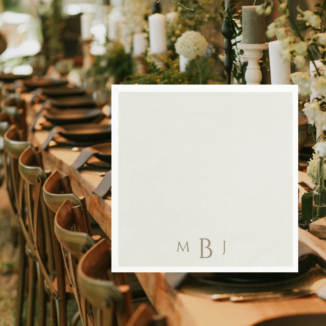 Serviette En Papier Serviettes de cocktail de mariage simples en crème (Créateur téléchargé)