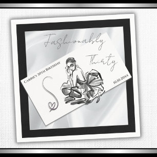 Serviette En Papier Serviettes de cocktail de mode Noir Moderne pour 3
