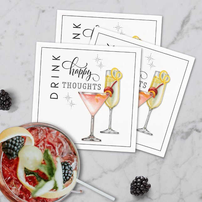 Serviette En Papier Serviettes de cocktail Drink Happy Thoughts (Créateur téléchargé)