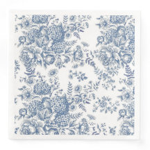 Serviettes de cocktail en toile bleue française