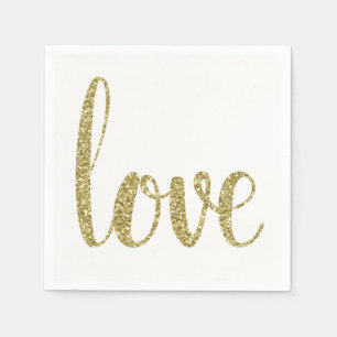 Serviette En Papier Serviettes de cocktail Gold love, parties scintill