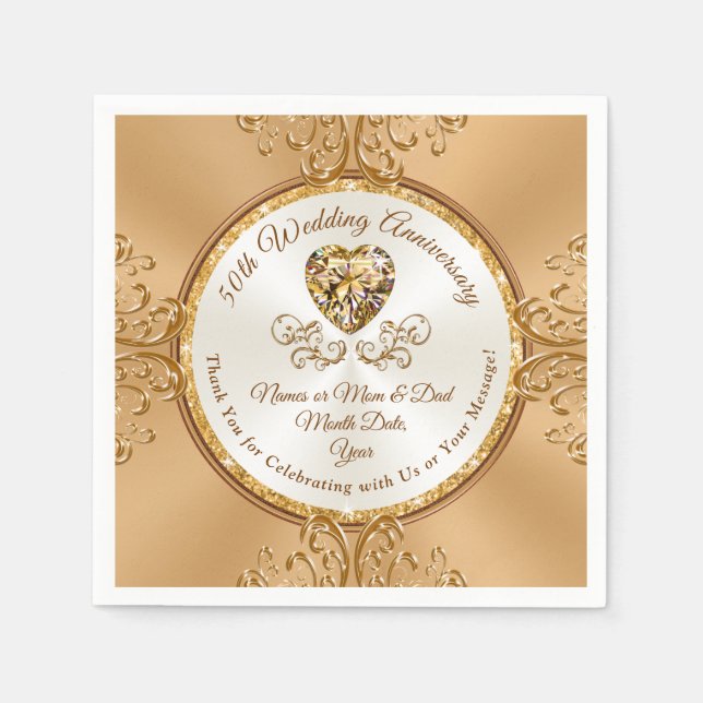 Serviette En Papier Serviettes de cocktail personnalisées du 50e anniv (Devant)