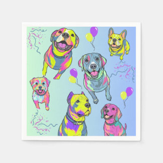 Serviette En Papier Serviettes de cocktail pour chiens de fête colorée