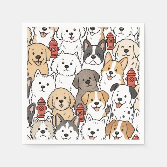 Serviette En Papier Serviettes de cocktail pour chiots (Devant)