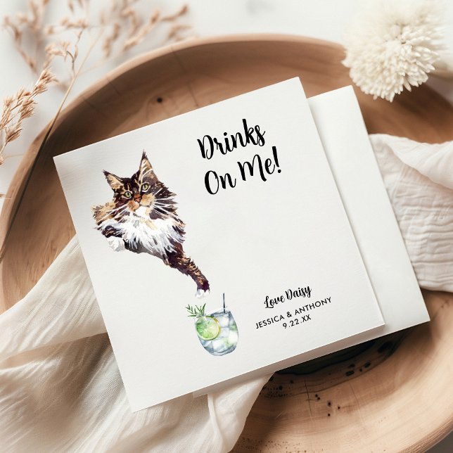 Serviette En Papier Serviettes de cocktail pour mariage de chat (Créateur téléchargé)