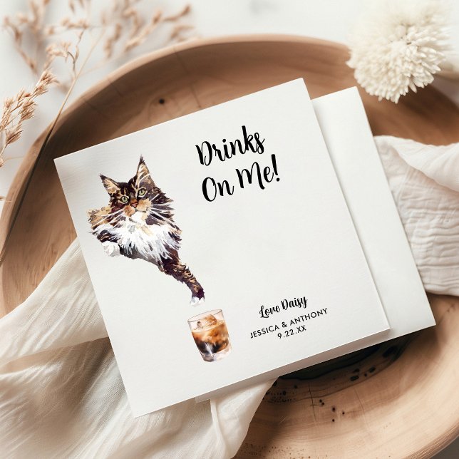 Serviette En Papier Serviettes de cocktail pour mariage de chat (Créateur téléchargé)