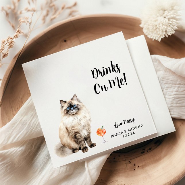 Serviette En Papier Serviettes de cocktail pour mariage de chat (Créateur téléchargé)