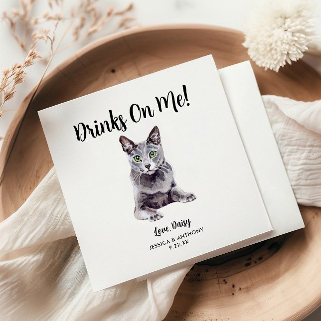 Serviette En Papier Serviettes de cocktail pour mariage de chat (Créateur téléchargé)