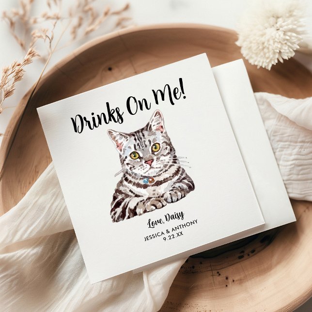Serviette En Papier Serviettes de cocktail pour mariage de chat (Créateur téléchargé)