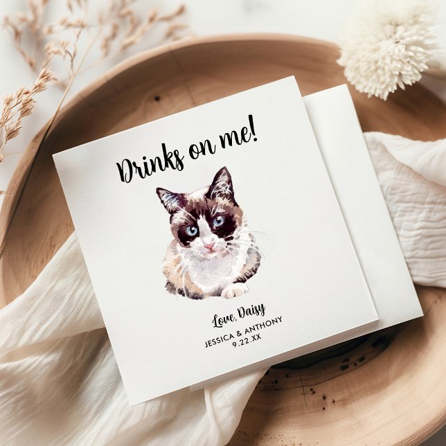 Serviette En Papier Serviettes de cocktail pour mariage de chat (Créateur téléchargé)