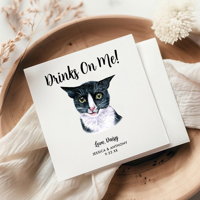 Serviette En Papier Serviettes de cocktail pour mariage de chat (Créateur téléchargé)