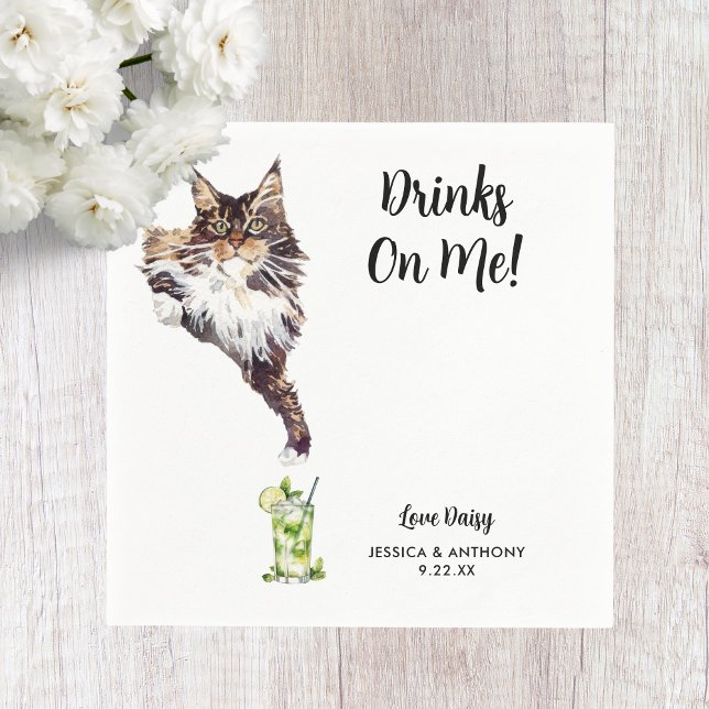 Serviette En Papier Serviettes de cocktail pour mariage de chat (Créateur téléchargé)