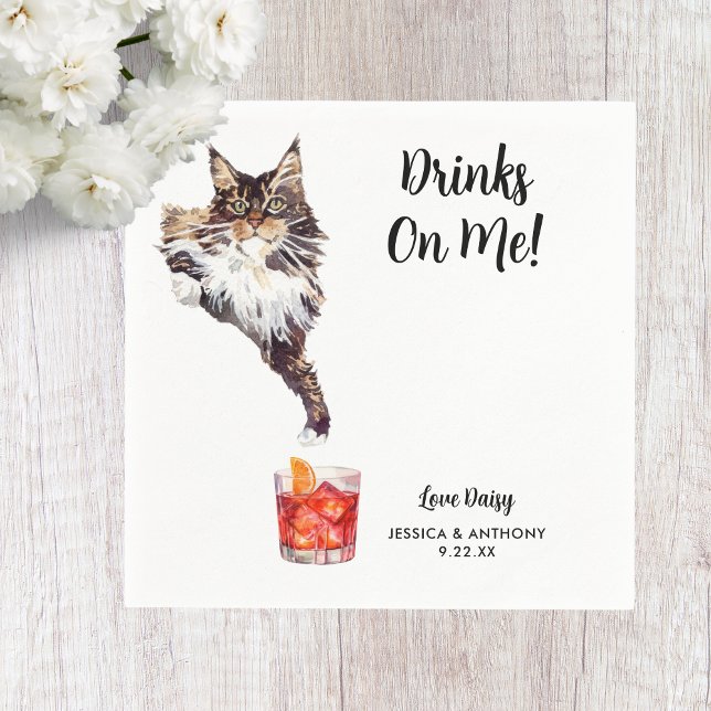 Serviette En Papier Serviettes de cocktail pour mariage de chat (Créateur téléchargé)