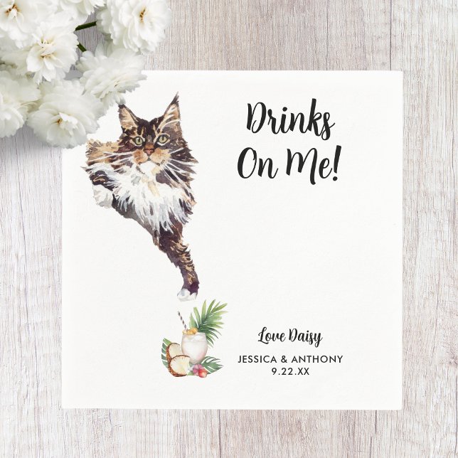 Serviette En Papier Serviettes de cocktail pour mariage de chat (Créateur téléchargé)