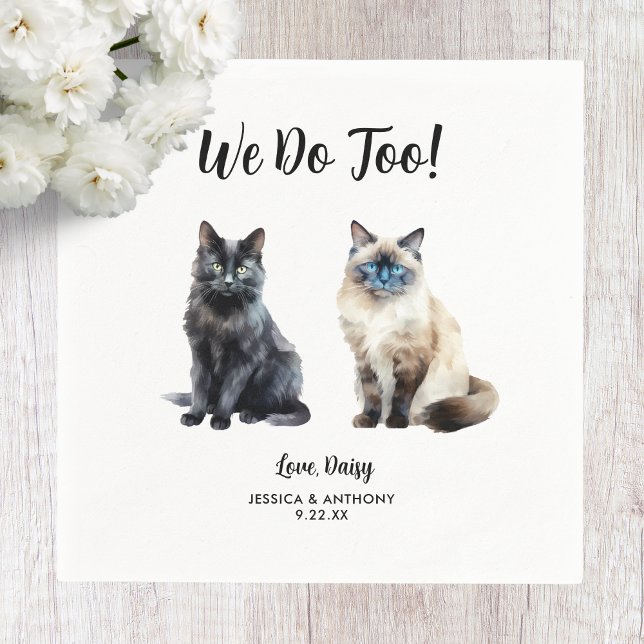 Serviette En Papier Serviettes de cocktail pour mariage de chat (Créateur téléchargé)