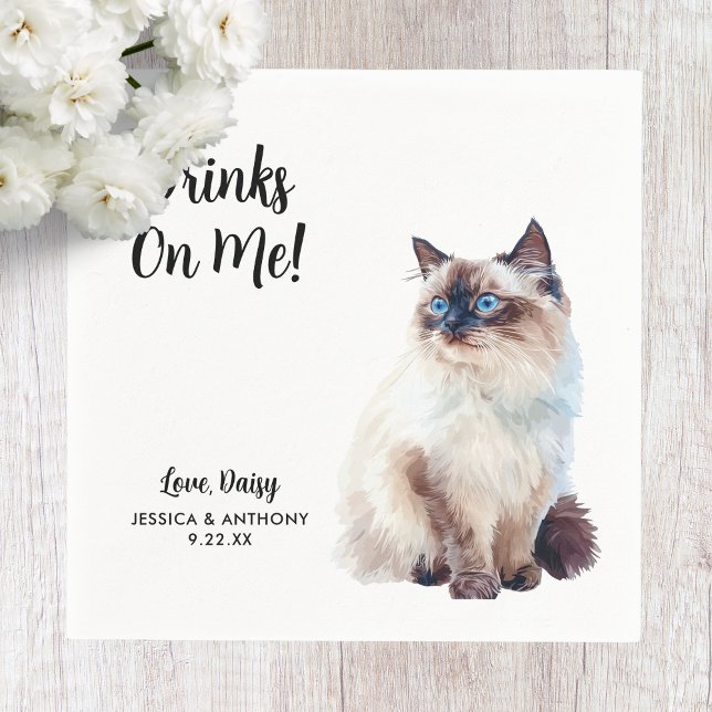 Serviette En Papier Serviettes de cocktail pour mariage de chat (Créateur téléchargé)