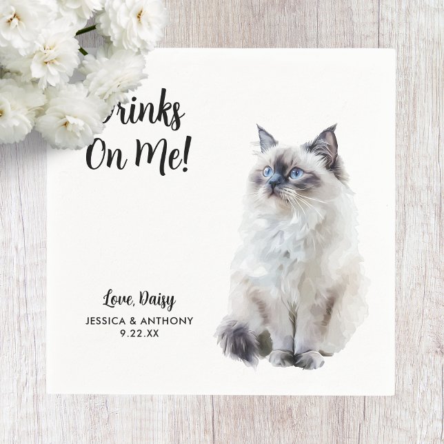 Serviette En Papier Serviettes de cocktail pour mariage de chat (Créateur téléchargé)