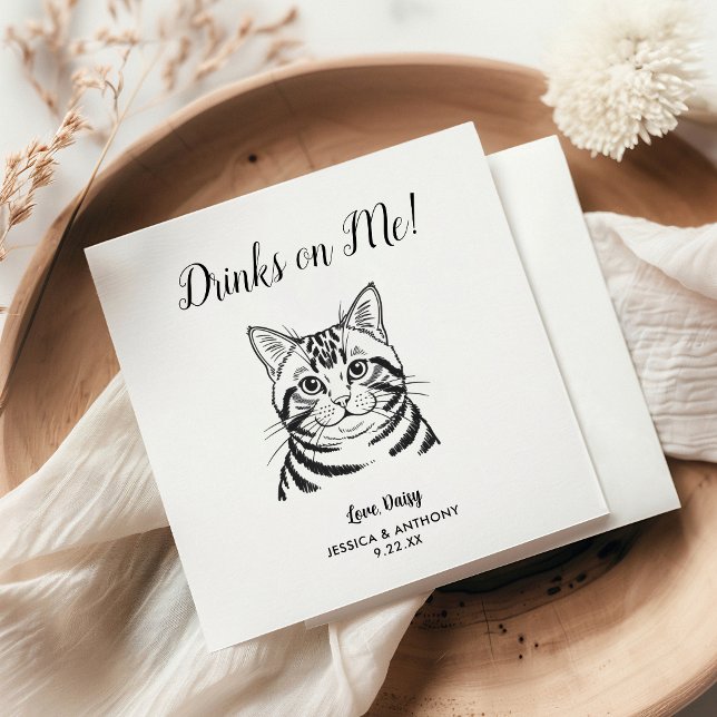 Serviette En Papier Serviettes de cocktail pour mariage de chat modern (Créateur téléchargé)