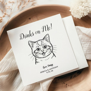 Serviette En Papier Serviettes de cocktail pour mariage de chat modern