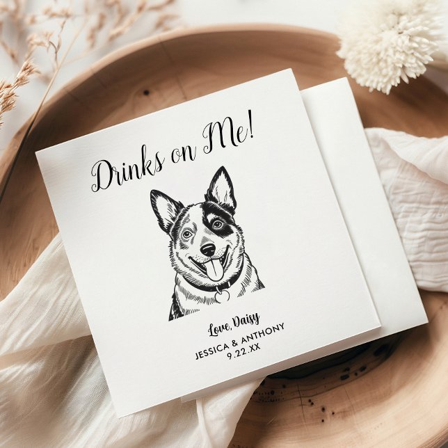 Serviette En Papier Serviettes de cocktail pour mariage de chien moder (Créateur téléchargé)