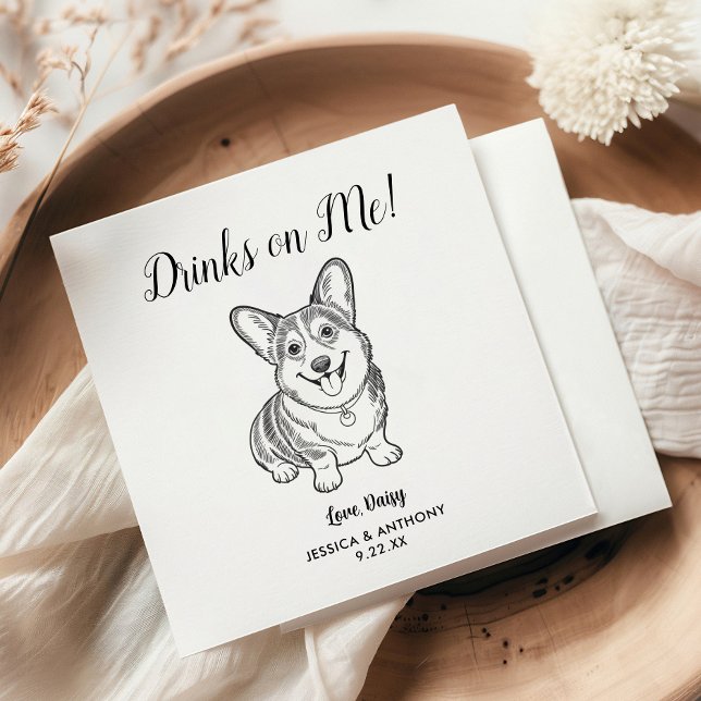 Serviette En Papier Serviettes de cocktail pour mariage de chien moder (Créateur téléchargé)