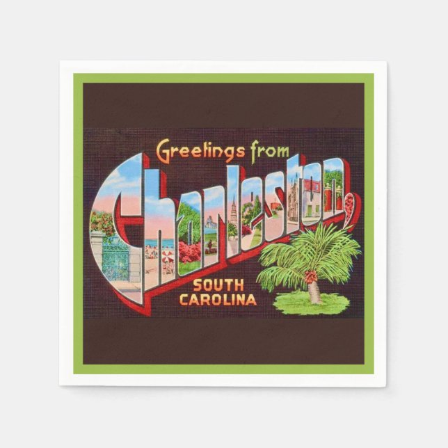 Serviette En Papier Serviettes de cocktail pour salutations à Charlest (Devant)