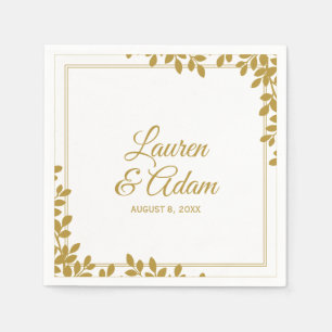 Serviette En Papier Serviettes de cocktail Woodsy   Cadre feuille (or)