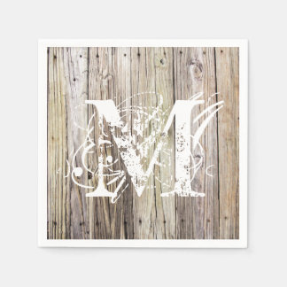 Serviette En Papier Serviettes de cocktails Monogrammes en bois rustiq