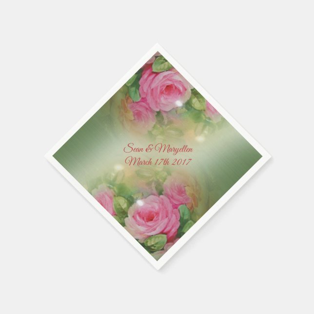 Serviette En Papier Serviettes de cocktails personnalisées roses vinta (Coin)