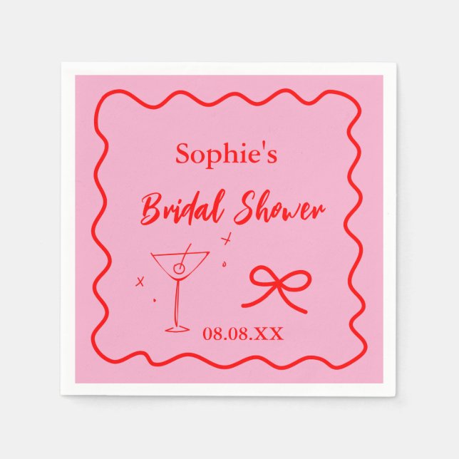 Serviette En Papier Serviettes De Cocktails Roses Et Rouges Rétro (Devant)