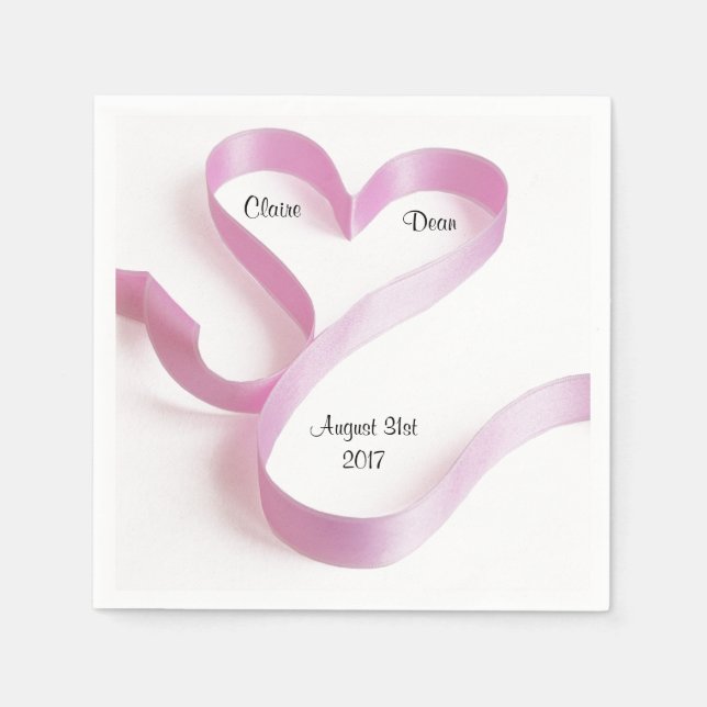 Serviette En Papier Serviettes de coeur rose personnalisées (Devant)