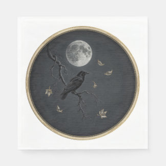Serviette En Papier Serviettes de corbeau d'Halloween gothique victori