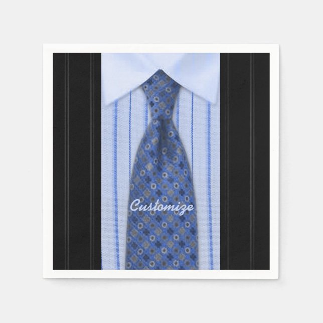 Serviette En Papier Serviettes de costume homme chemise bleue et crava (Devant)
