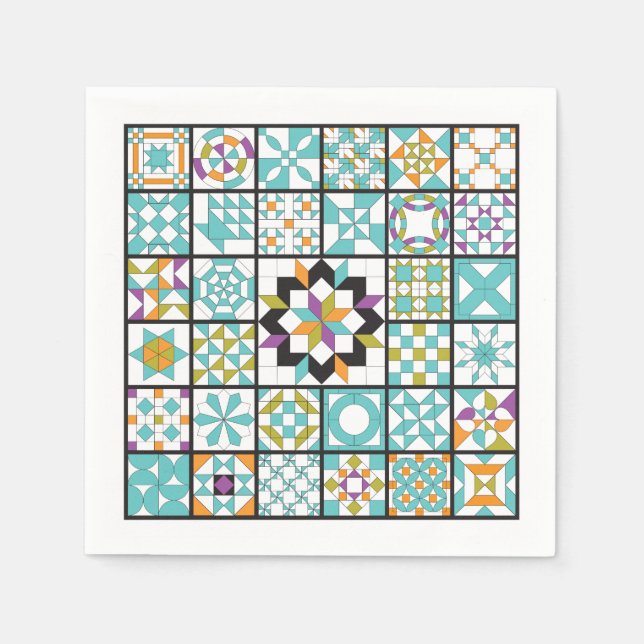 Serviette En Papier Serviettes de courtepointe turquoise moderne (Devant)