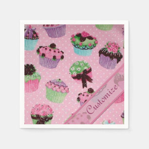 Serviette En Papier Serviettes de Cupcake à pois rose