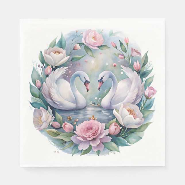 Serviette En Papier Serviettes de cygne botanique (Devant)