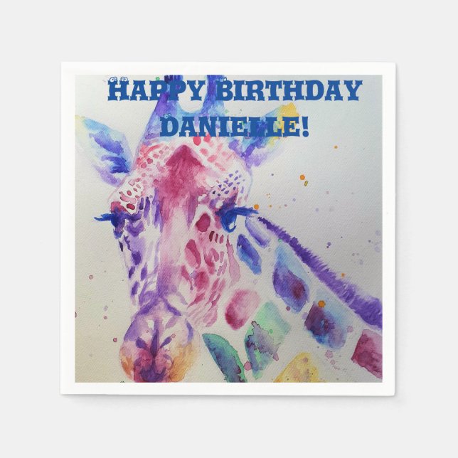 Serviette En Papier Serviettes de décoration de girafe mignon zoo anim (Devant)