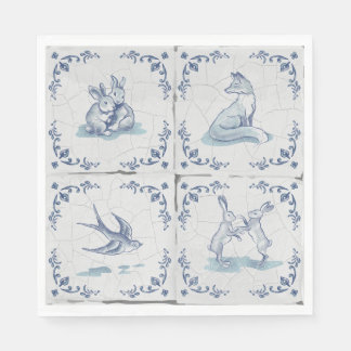 Serviette En Papier Serviettes de déjeuner Carreaux de Delft Animaux d