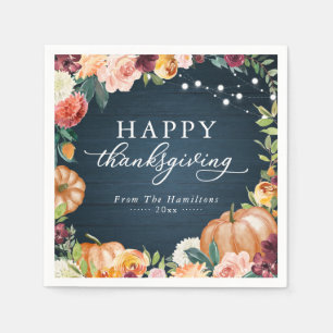 Serviette En Papier Serviettes de dîner de Thanksgiving Floral Automne