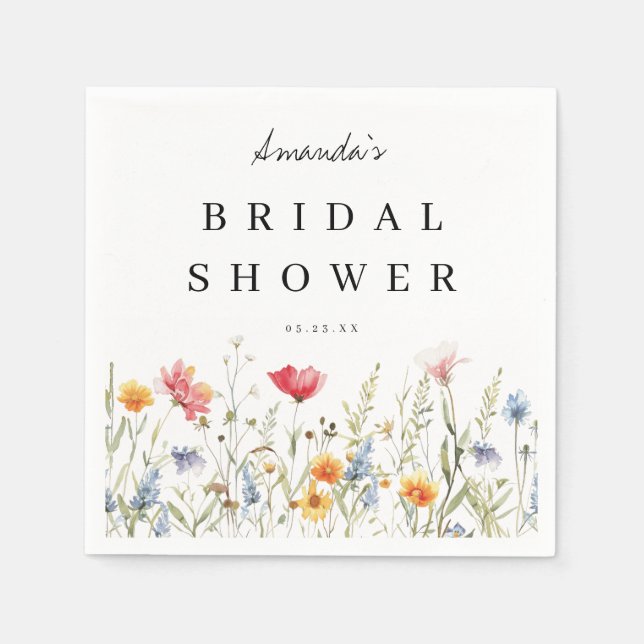 Serviette En Papier Serviettes de douche de mariage à l'aquarelle de f (Devant)