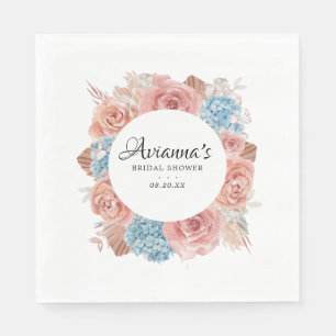 Serviette En Papier Serviettes de douche de mariage florales rose bleu