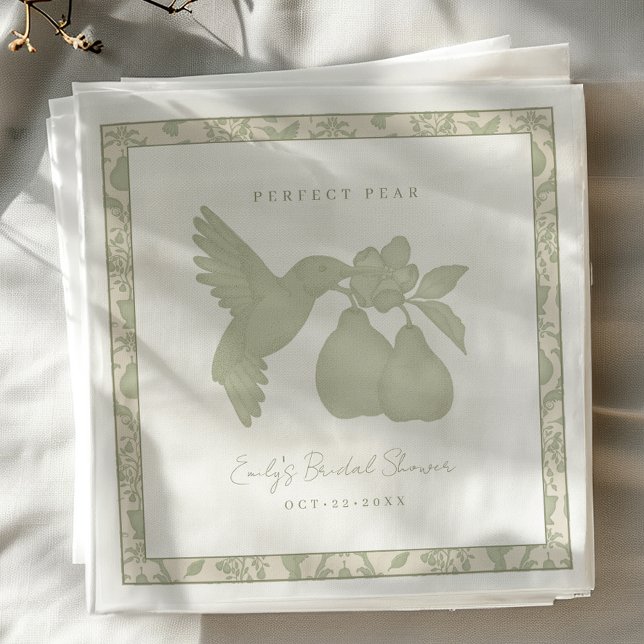 Serviette En Papier Serviettes de douche de mariage Parfait Poire Vert (Perfect Pear Bridal Shower Napkins)