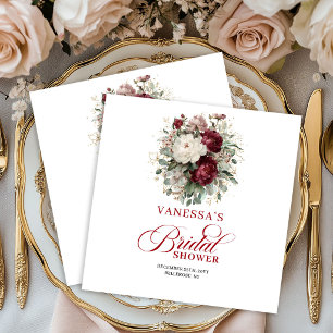 Serviette En Papier Serviettes de douche de mariée florales au Marsala